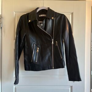 Mango Black Faux Leather Biker Jacket